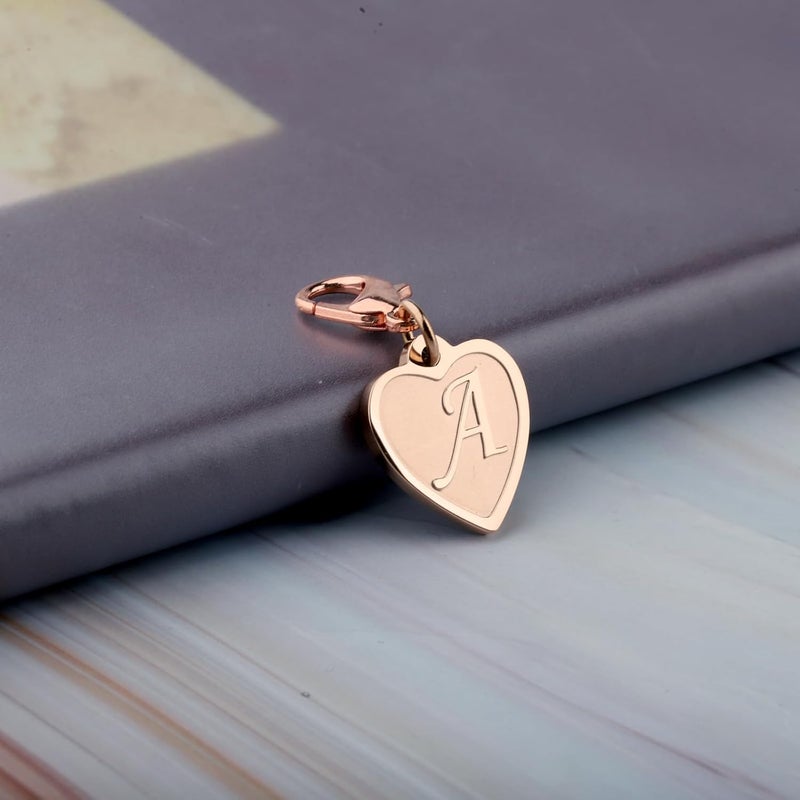 FAADBUK Initial Letter A-Z Alphabet Heart Charms for Jewelry Bracelet Keychain Necklace Initial Stainless steel Clasp Clip on Charm - Image 3